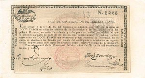 Mexico - 12 Pesos - P-NL - 1835 dated Foreign Paper Money